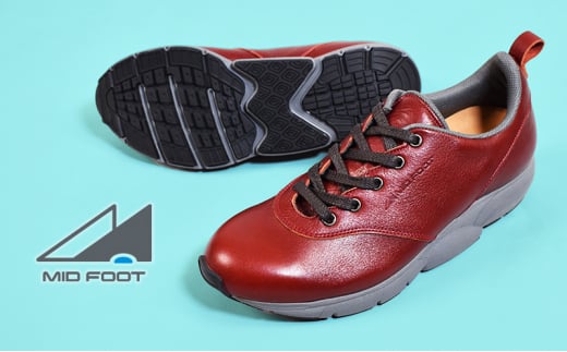 MIDFOOT ( ミッドフッド ) 婦人靴 レザースニーカー MF002JL ( ワイン ) 4E　【 ファッション 靴 シューズ スニーカー  レディース 】 【 お洒落 レザーシューズ オイルレザー 快適 履き心地 】 [№5990-0753]