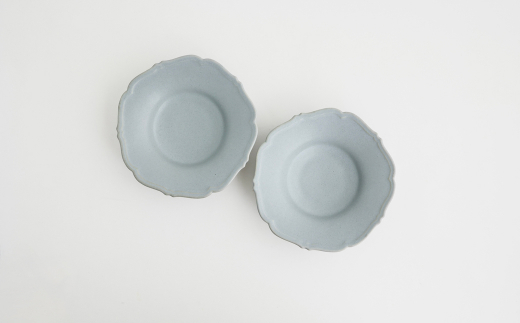 Awabi ware】輪花中深皿 ペアセット（青マット×2） 《決済から3ヶ月