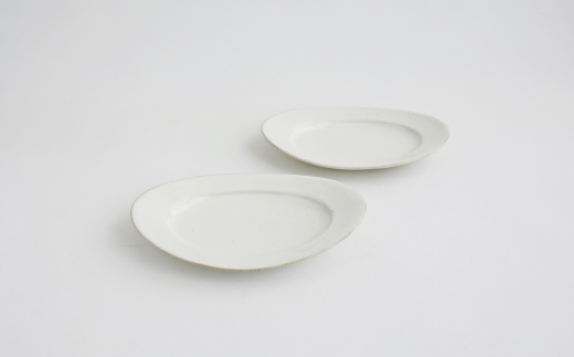 Awabi ware】 オーバル皿S ペアセット （白磁×2） 《決済から3ヶ月