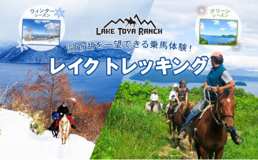 北海道 レイクトレッキング＆Winterレイクトレッキング 約40分 乗馬 体験 ホース トレッキング 絶景 自然 貴重 体験 経験 景色 ふれあい  血統馬 初心者 本格的 のんびり お子様 大人 レイクトーヤランチ 洞爺湖 - 北海道洞爺湖町｜ふるさとチョイス - ふるさと納税サイト