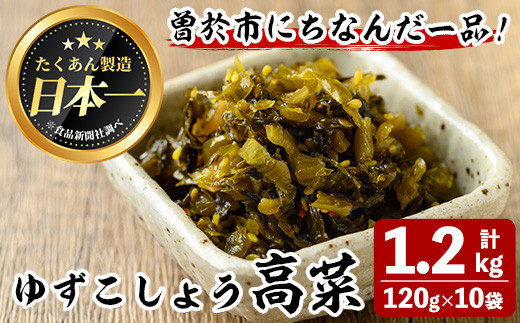 ゆずこしょう高菜(計1.2kg・120g×10袋) お漬物 高菜 常温【曽於市観光 