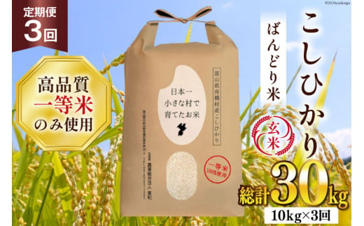 3ヶ月定期便】【一等米100％】ばんどり米（コシヒカリ）玄米 10kg [農事組合法人東和 富山県 舟橋村 57050170]お米 美味しい こしひかり  富山 農家 - 富山県舟橋村｜ふるさとチョイス - ふるさと納税サイト