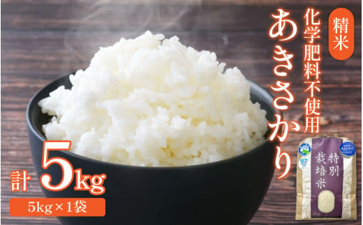 令和6年産 新米】 化学肥料不使用あきさかり 精米 5kg（5kg×1袋） / 白米 米 福井県あわら市産 美味しい 特別栽培米 減農薬 安心な米  旨味 甘み もっちり 冷蔵保管米 新米 - 福井県あわら市｜ふるさとチョイス - ふるさと納税サイト