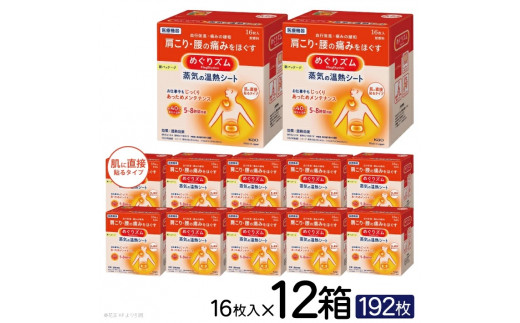 めぐりズム 蒸気の温熱シート【肌に直接貼るタイプ】 192枚(16枚入×12