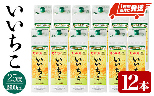 いいちこ 25度 パック(計21.6L・1.8L×12本)酒 お酒 むぎ焼酎 1800ml 麦焼酎 常温 いいちこ 三和酒類  紙パック【107305100】【時枝酒店】 - 大分県宇佐市｜ふるさとチョイス - ふるさと納税サイト