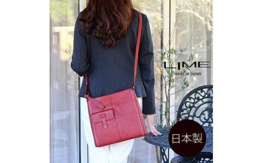 【香川県高松市】LIME(ライム) ヌメ革スクエア型ショルダーバッグ ワイン