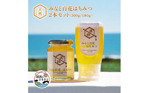 【静岡県湖西市】浜名湖ほとりの天然はちみつ みなと百花はちみつ 300g・みなと百花はちみつ 180g 2本セット【1390853】