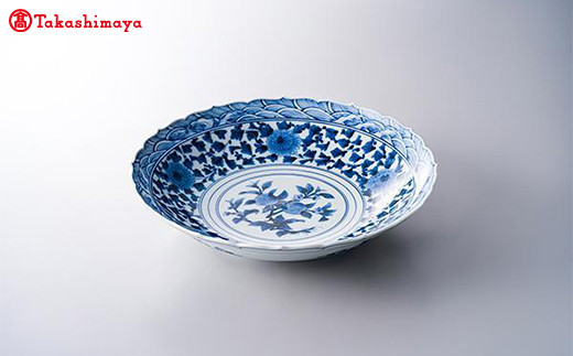 加賀九谷焼〈山本長左〉8.5号盛皿 桃華唐草【高島屋選定品 加賀九谷焼〈山本長左〉8.5号盛皿 桃華唐草【高島屋選定品