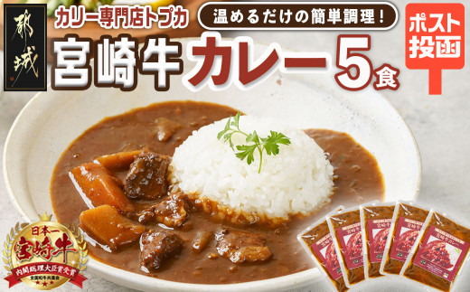 トプカ☆宮崎牛カレー5食セット※ポスト投函_LD-J904_(都城市) カレー 