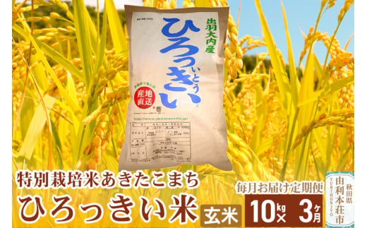 定期便3ヶ月》【新米予約】【玄米】 秋田県産 あきたこまち 10kg 令和6年産 特別栽培米 ひろっきい米 - 秋田県由利本荘市｜ふるさとチョイス -  ふるさと納税サイト