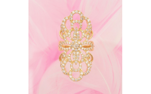 【山梨県】K18 2.1ct ダイヤモンド リング #14 HR-009327【1510038】