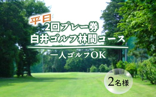 白井ゴルフ林間ショートコース 平日2回プレー券 2名様