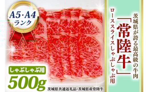【茨城県大洗町】常陸牛 ローススライス しゃぶしゃぶ用 500g A5 A4ランク 黒毛和牛 ブランド牛 お肉 しゃぶしゃぶ 銘柄牛 高級肉 A5 A4 ( 茨城県共通返礼品・茨城県産 )