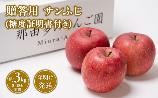 年明け発送 贈答用サンふじ約3kg（糖度証明書付き） 【那由多のりんご園・平川市産】 - 青森県平川市｜ふるさとチョイス - ふるさと納税サイト