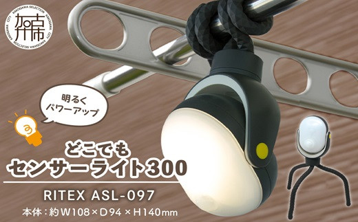 RITEX ASL-097 どこでもセンサーライト300《 防犯 防犯ライト 乾電池式