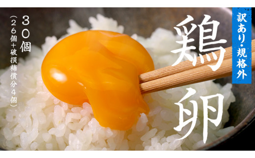 もったいない卵 30粒 ( 26粒 + 破損補償分 4粒) 卵 たまご 鶏 養鶏場 