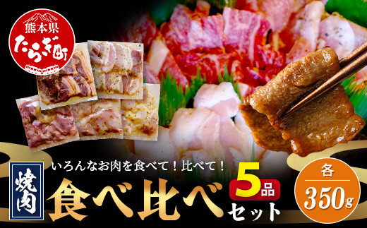 【熊本県多良木町】【数量限定】 村上精肉店の 味付き 焼肉 5品セット 【 合計1.75kg  】味付き 焼くだけ 牛カルビ 豚バラ タン トントロ 鶏せせり 焼き肉 大容量 BBQ アウトドア キャンプ 021-066