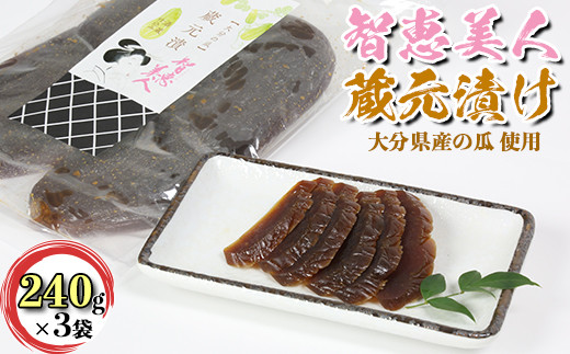 甕☆かなり美品!!漬物に☆ 日付指定可】智恵美人 蔵元漬け（奈良漬け） 240g×3袋セット【中野酒造