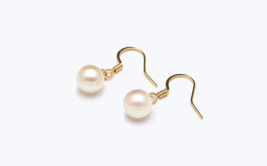 9.0～9.5mm】パールがゆれるロングフックピアス K18YG