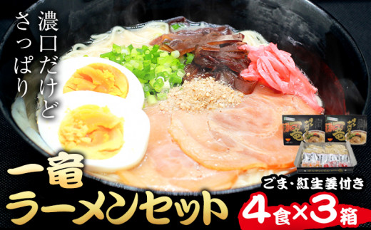 【福岡県小竹町】一竜ラーメンセット 合計12食 (4食入×3箱) 株式会社木村食品《30日以内に出荷予定(土日祝除く)》福岡県 小竹町 ラーメン らーめん 麺 スープ付き 送料無料