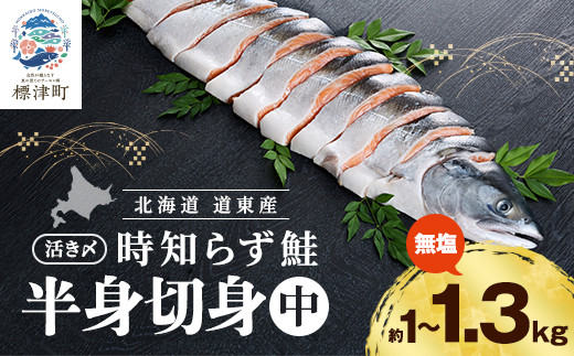 北海道道東産 活き〆時知らず鮭半身切身(中)約1kg-1.3kg 北海道 人気