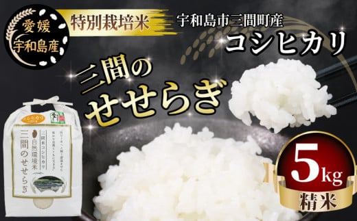【愛媛県宇和島市】特別栽培米 新米 三間のせせらぎ 三間町産 コシヒカリ 5kg 渡辺農園 米 ごはん お弁当 おにぎり ブランド米 ふっくら ツヤツヤ 甘い 粘り 美味しい 農家直送 産地直送 数量