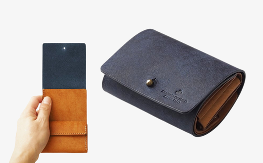 お札を折らない三つ折り財布（ギボシVer）【全18色】 15 ネイビー