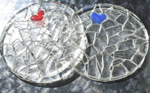 長崎石畳ガラス皿 (小) プレート コースター ／ お皿 食器 ハート 長崎