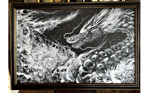 現代水墨画家 絵師白道 「白龍」｜絵画 アート インテリア 手描き 一筆