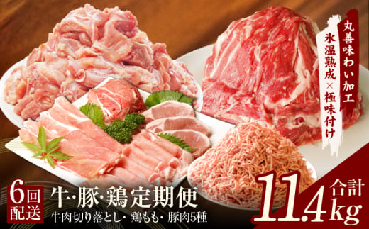 牛・豚・鶏 定期便 7種 総量11.4kg（牛肉切り落とし／カット済み 鶏もも／豚肉5種 食べ比べ）全6回 丸善味わい加工【毎月発送コース】 -  大阪府泉佐野市｜ふるさとチョイス - ふるさと納税サイト