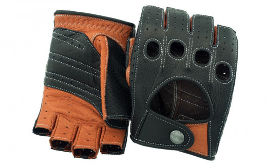 CACAZAN ハーフフィンガーグローブ　 PORSCHE ステッチ ドライビンググローブ 補強付 ハーフフィンガー カカザン CACAZAN 革