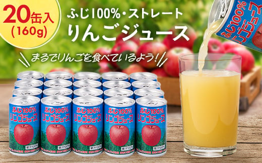 ふじ 100% りんごジュース 160g×20缶入_ りんご 林檎 リンゴ ジュース 飲料 フルーツジュース ストレートジュース ストレート アップル ジュース 人気 美味しい 長野県 中野市 【1452204】 - 長野県中野市｜ふるさとチョイス - ふるさと納税サイト