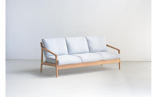 ウッドフレームソファ パイク3P フェザークッション オーク無垢材 大川