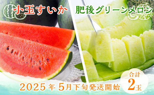 小玉スイカ、肥後グリーンメロン　セット 肥後グリーン 小玉すいか セット 熊本県産 各1玉 メロン スイカ