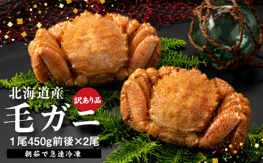 【北海道恵庭市】【訳あり品】【北海道産】『冷凍』毛ガニ450g前後×2杯【52000401】