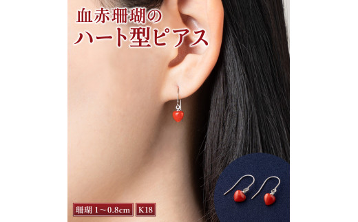室戸産 血赤サンゴのハート型ピアス（K18）| アクセサリー ネックレス