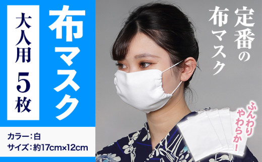 ふんわりやわらか布マスク大人用 5枚セット 錦屋《30日以内に出荷予定