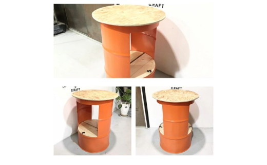 テーブル ドラム缶リメイク テーブル縦型 家具 インテリア 机
