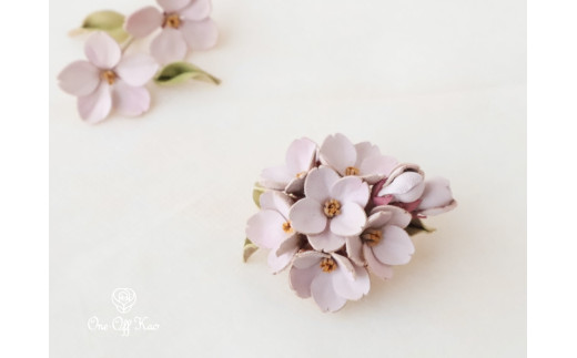 桜 革花ブローチ・コサージュ/ピンク/春レザーアクセサリー/2024