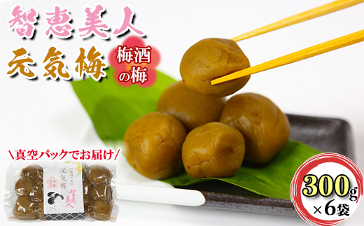 日付指定可】智恵美人 元気梅 （梅酒の梅） 300g×6袋セット【中野酒造