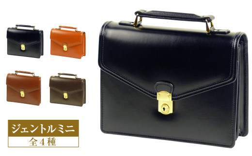 高級ヘリ返し仕様の牛本革メンズセカンドバッグ【ジェントルミニ】（全