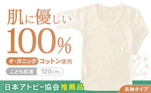 ふるさと納税 服 子ども 長崎県 諫早市 オーガニックコットンこども肌着長袖(120cmサイズ)・日本アトピー協会推薦品 ／ シャツ 新生児用 赤ちゃん 綿 コットン… オーガニックコットンこども肌着長袖(120cmサイズ)・日本