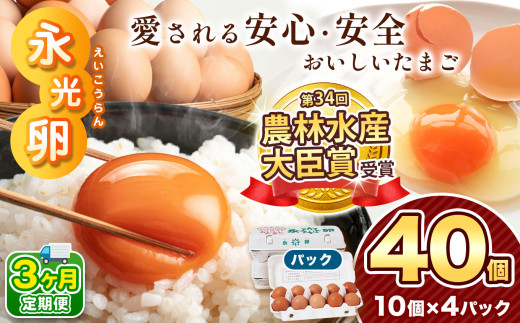 【千葉県君津市】【 定期便 3回 】 メディア紹介多数! 永光卵 【 40個 】 卵 たまご パック | 送料無料 えいこうらん 光永ファーム みつなが おいしい卵 卵かけごはん プリン ゆうパック 君津