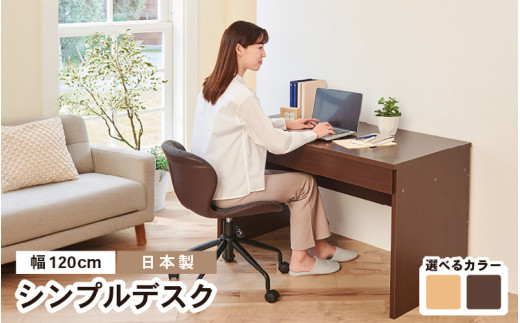 幅120㎝ シンプルデスク 学習机 袖付き ナチュラルカラー デスク シンプル&スマート 札幌 北20条店 2色から選べる】PHSDシンプルデスク幅120cm 日本製（ナチュラル