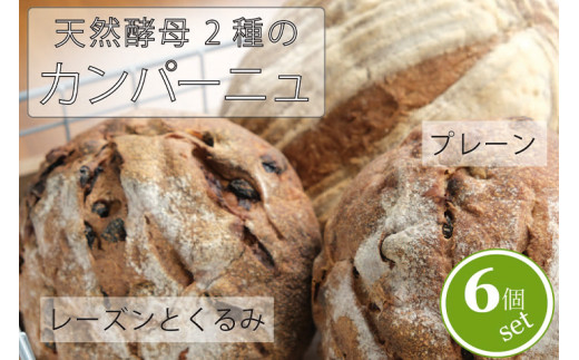 【長野県信濃町】黒姫高原『パン小舎(pangoya)のカンパーニュ&レーズンとくるみのパン  6点詰め合わせ』自家製天然酵母パン|長野県産ゆめかおり使用【長野県信濃町ふるさと納税】