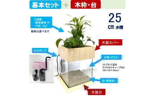 せせらぎビオトープ 25cm型基本+木枠台セット - 広島県東広島市