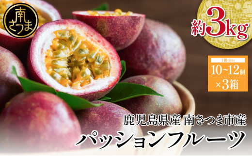 鹿児島県産 パッションフルーツ 約3kg（10～12個程度×3箱） ［数量