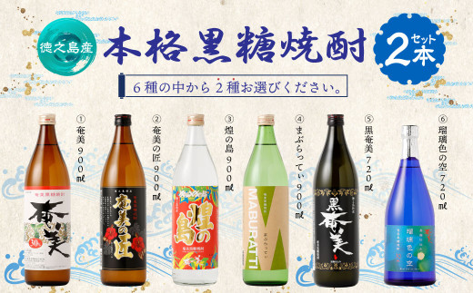 奄美酒類 〈6種から2種選べる〉 本格 黒糖焼酎 2本セット 焼酎
