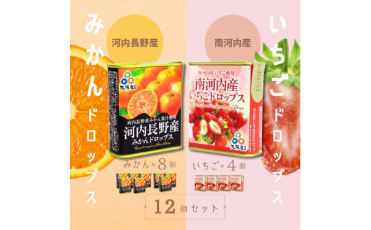 いちこ（感謝） ドロップセット（みかんドロップス 8個・いちごドロップス 4個）12個