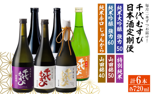 定期便全3回＞千代むすび日本酒セット(720ml×2本×3か月) 【sm-AQ014